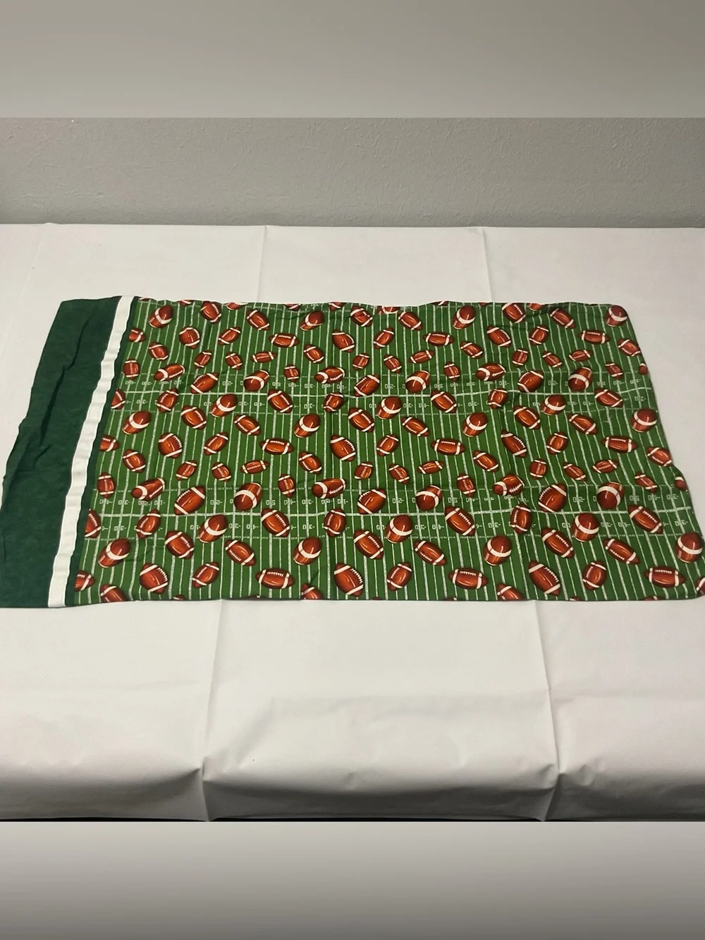 Green Football Field Standard Pillow Case Youth Boys Sports Bed Bedroom Decor